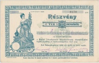 Balatonboglár 1926. 'Boglári Takarékpénztár Részvénytársaság' részvénye 10P-ről szárazpecséttel T:I,I-
