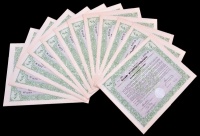 1941. '4%-kal kamatozó állami nyereménykölcsön' államadóssági kötvény 100P-ről (12x) mind szelvényekkel, szárazpecséttel T:I-