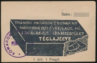 ~1920. 'Trianoni határon Csonka Komáromban 1920. évben augusztus hó 1-én alakult ipartestület téglajegye' 1P-ről bélyegzéssel T:I-,II kis szakadás