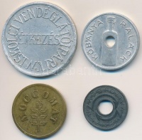 4db klf fém zseton, közte 'V. Miskolci Vendéglátóipari Étkezés' Al zseton (30mm) + 'Kőbánya Palack' Al zseton (23mm) T:2-3