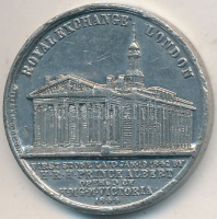Nagy-Britannia ~1850. 'Wellington emlékmű, London / Royal Exchange' Sn számlálóbárca 'Allen & Moore' gyártói jelzéssel (26mm) T:2 ph. / Great Britain ~1850. 'Wellington Statue, London / Roal Exchange' Sn counter token with makers mark