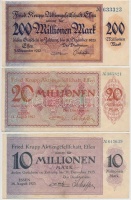 Németország / Weimari Köztársaság / Essen 1923. 5db klf szükségpénz 'Friedrich Krupp Részvénytársaság' T:III / Germany / Weimar Republic / Essen 1923. 5pcs of diff necessity notes 'Friedrich Krupp Aktiengesellschaft' C:F