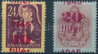 1945 2 db erősen eltolódott felülnyomású bélyeg