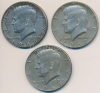 Amerikai Egyesült Államok 1966-1967. 1/2$ Ag 'Kennedy' (3x) T:2,2-
USA 1966-1967. 1/2 Dollar Ag 'Kennedy' (3x) C:XF,VF