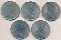 Ausztrália 1970. 50c 'Cook ausztráliai útja' (5x) T:2
Australia 1970. 50 Cents 'Capt. James Cook - Botany Bay' (5x) C:XF