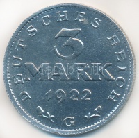 Németország / Weimari Köztársaság 1922G 3M Al T:1-
Germany / Weimar Republic 1922G 3 Mark Al C:AU
