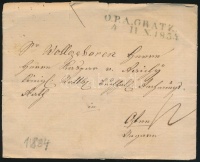 1834 Portós levél kék 'O.P.A. GRATZ' - Ofen