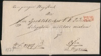 1835 Félportós levél piros 'PRAG' - Ofen