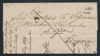 1839 Félportós levél piros 'PRAG' - Ofen