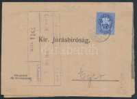 1946 (8. díjszabás) Kézbesítési bizonyítvány Lovasfutár 15eP bérmentesítéssel / Mi 882 on printed matter