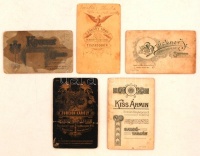 cca 1860-1890 Korabeli, keményhátú családi  fotók, 6db, mind különböző vidéki műtermekből:Kövessy (Czegléd), Kiss (Salgótarján), Zureich (Miskolcz, (törött), Modern Enyveshát (Pécs, Győr, Székesfehérvár), Brückner (Sopron),