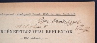 Brandenstein Béla: Történetfilozófiai reflexiók I-II. Különlenyomat a Budapesti Szemle 1928 áprilisi füzetéből. Dedikált példány!