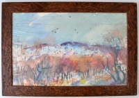 Antal Irén (1903-1999): Őszi táj, akvarell, papír, jelzett, fa keretben, 49,5×31,5 cm