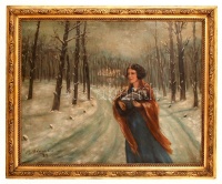 Bódis jelzéssel: Anya és gyermeke. Olaj, vászon, antik keretben, 68×86 cm