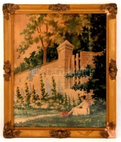 Czene jelzéssel: Pihenő lány. Akvarell, papír, üvegezett keretben, 50×38 cm