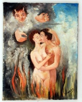 Deseius jelzéssel: Csók. Olaj, vászon, 50×38 cm