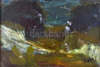 Farkas jelzéssel: Tájkép. Olaj, farost, keretben, 18×28 cm