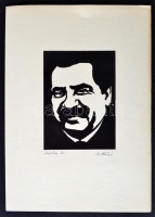 M. Kiss József (1935-1999): Móricz Zsigmond. Fametszet, papír, jelzett, 14×10 cm