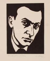 M. Kiss József (1935-1999): Radnóti Miklós. Fametszet, papír, jelzett, 14×10 cm
