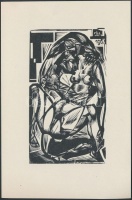 Nagy Arisztid (1924-1974): Aktus. Ex libris, Fametszet, papír, jelzett a dúcon, 9,5×5,5 cm