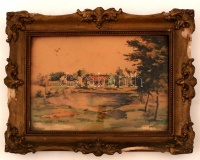Neogrády jelzéssel: Halastó. Akvarell, papír, üvegezett keretben, 20×29 cm