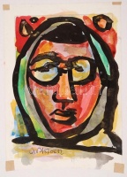 Cs. Németh Miklós (1934-2012): Önarckép? Akvarell, papír, jelzett, 13×10 cm