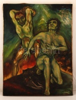 Paizs jelzéssel: Káin és Ábel. Olaj, vászon, 80×60 cm