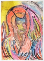 PcsvM jelzéssel: Portré. pasztell, papír, 43×31 cm