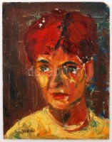 Séday jelzéssel: Női fej. Olaj, farost, festék lepattanásokkal, 34×27 cm