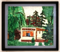 Sikuta jelzéssel: Nyaraló. Akvarell, papír, üvegezett keretben, 37×43 cm