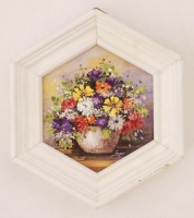 Szabó Erzsébet (1941- ): olaj, fa, keretben, 7×7,5 cm