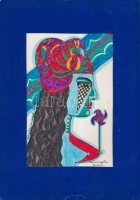 Szécsi Magda (1958-): Arcunk titkai. Vegyes technika, papír, jelzett, paszpartuban, 19x13 cm