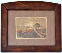 Szinyei jelzéssel:  Mező. Akvarell, papír, üvegezett keretben, 59×48 cm