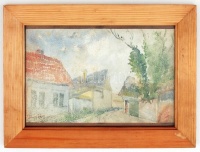 Tihanyi jelzéssel: Utcarészlet. Akvarell, papír, üvegezett keretben, 18×28 cm