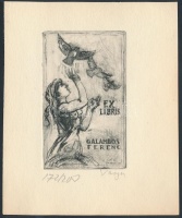 Varga Nándor Lajos (1895-1978): Galambos Ferenc ex libris, rézkarc (172/200), papír, jelzett, 8,5×5,5 cm