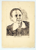 Váci András (1926-): Váci Mihály. Rézkarc,karton, jelzett,  40×30 cm