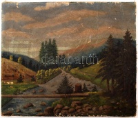 Olvashatatlan jelzéssel: Tájkép. Olaj, vászon (sérült), 32×40 cm