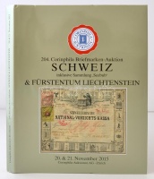 204. Corinphila Briefmarken-Auktion SCHWEIZ & FÜRSTENTUM LIECHTENSTEIN 2015.  aukciós katalógus