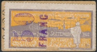 1902 Pozsony II. Mezőgazdasági Országos Kiállítás levélzáró 50 Franc felülbélyegzéssel jegyként hasznosítva