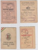 1945-1979 8 db különféle igazolvány: SZDP, FKGP, Magyar-Szovjet Társaság, tanulmányi könyv, stb.