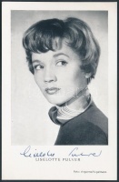 Liselotte Pulver (1929-) színésznő  saját kezű aláírása egy őt ábrázoló fotón, 14x9cm/ Signature of Liselotte Pulver (1929-) Swiss actress