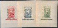 1951 80 éves a magyar bélyeg blokksor (42.000) (rozsdafoltok / stains)