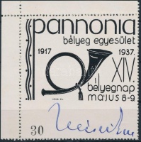 1937/A2a Pannónia bélyegegyesület XIV. bélyegnap emlékív Vécsei Ede aláírásával (30.000)