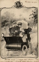 Couple in automobile s: Ch. Scolik