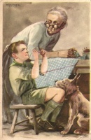 'A cserkész feljebbvalóinak jószívvel engedelmeskedik' Cserkész levelezőlapok kiadóhivatala / Hungarian scouting art postcard s: Márton L. (EB)