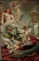 Vanity / Erotic nude art postcard, T.S.N. Wandgemalde S. II. 4016. s: C. Makowsky (EK)