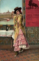 Sevilla, Tipos Andaluces, Una Flamenca / Spanish folklore from Sevilla, litho