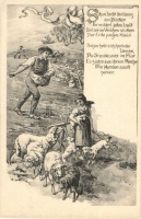 'Schon lacht der Lenz...' / Peasants rhyme, sowing man, shepherd woman, probably German folklore, , K & Co., D. serie No. 22