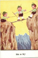'Béla ne félj!' / Béla, don't be afraid!, children dressed as alpinists, humour, EAS No. 54