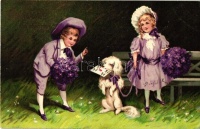 Name Day, Children, dog, litho (EK)